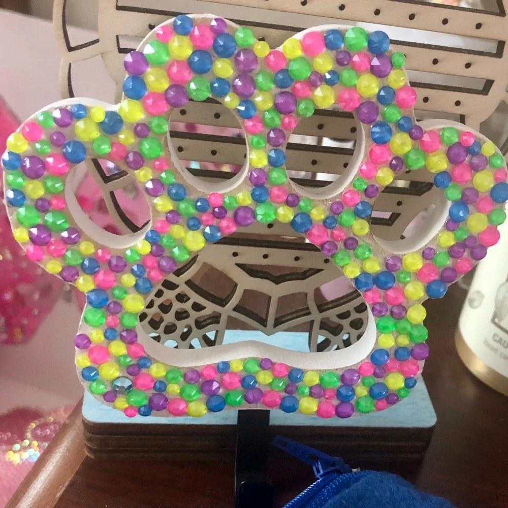 Rainbow Paw Wall Hook with Crystal Accents